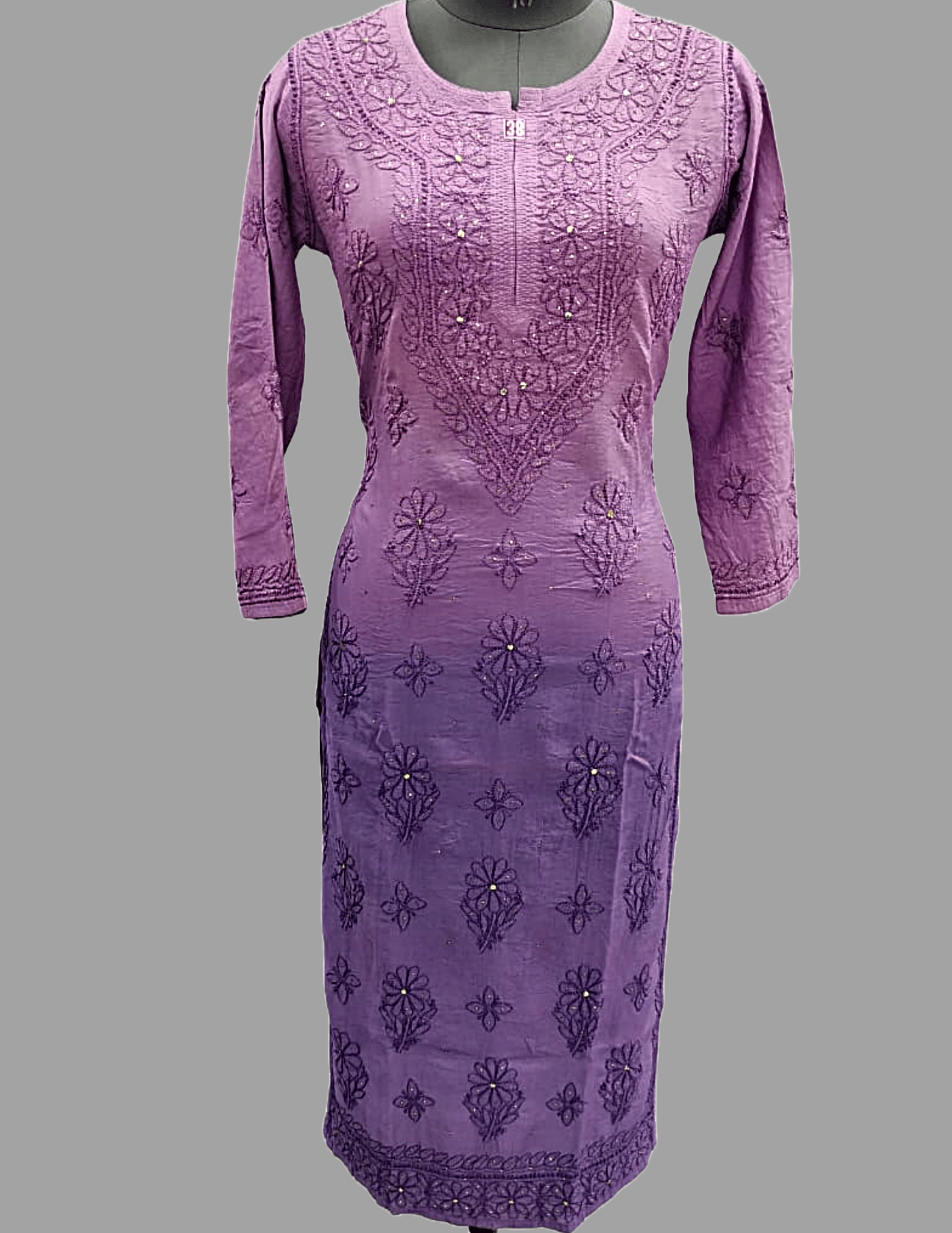 Purple Chikankari Hand-Embroidered Georgette  Lucknowi  Kurta