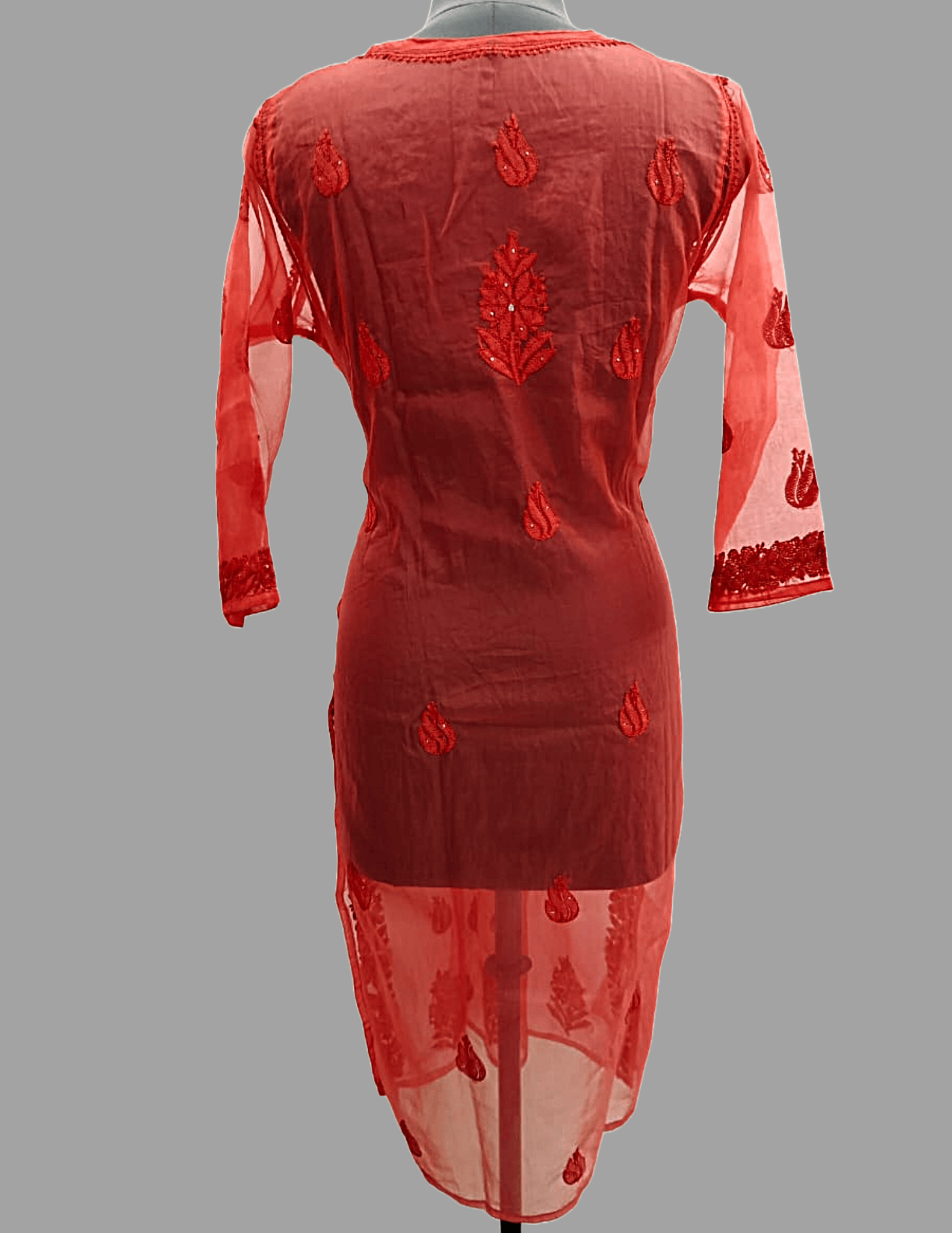 Red Georgette chikankari kurta