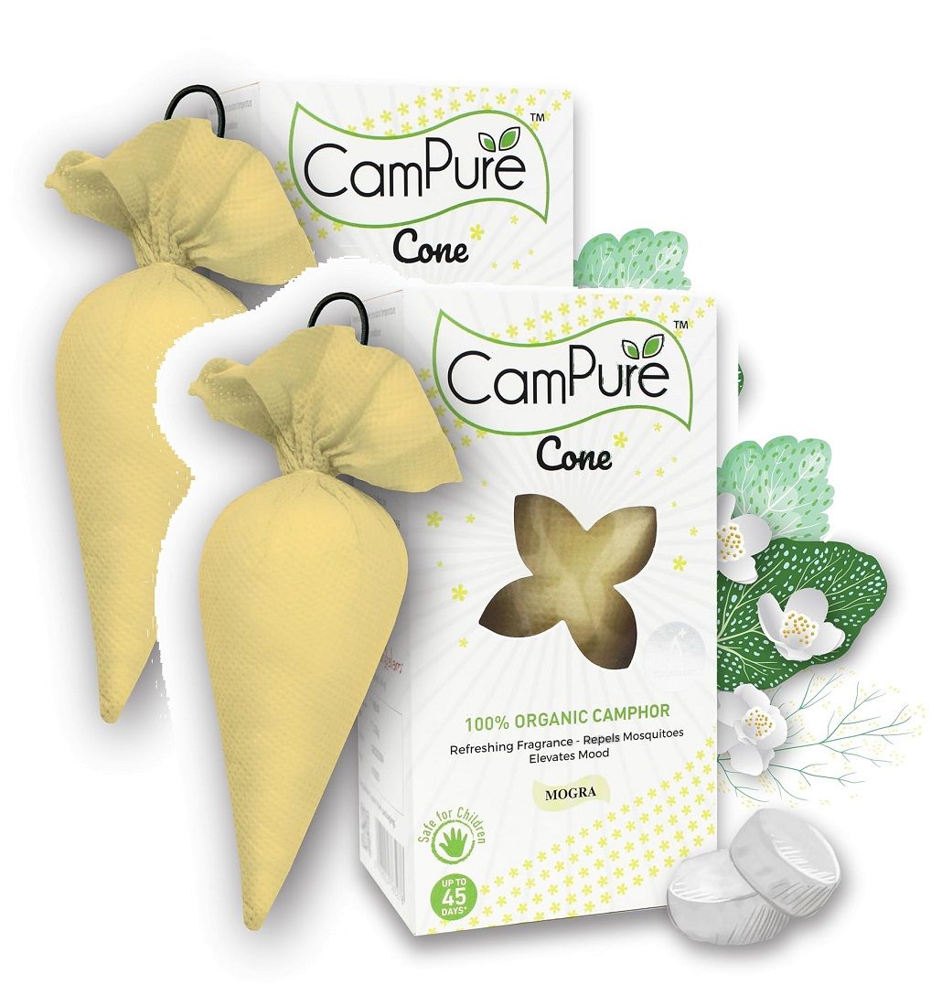 Camphor Cone (Mogra) Pack Of 2 - Room, Car and Air Freshener & Mosquito Repellent | Kapur Cone | CamPure Cone | Mogra cone