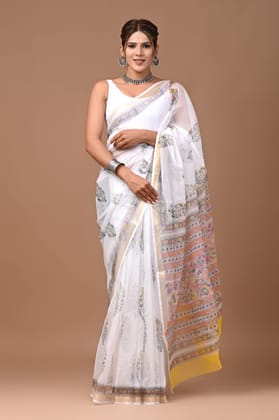 HANBLOCK PRINTED KOTA DORIYA SAREE