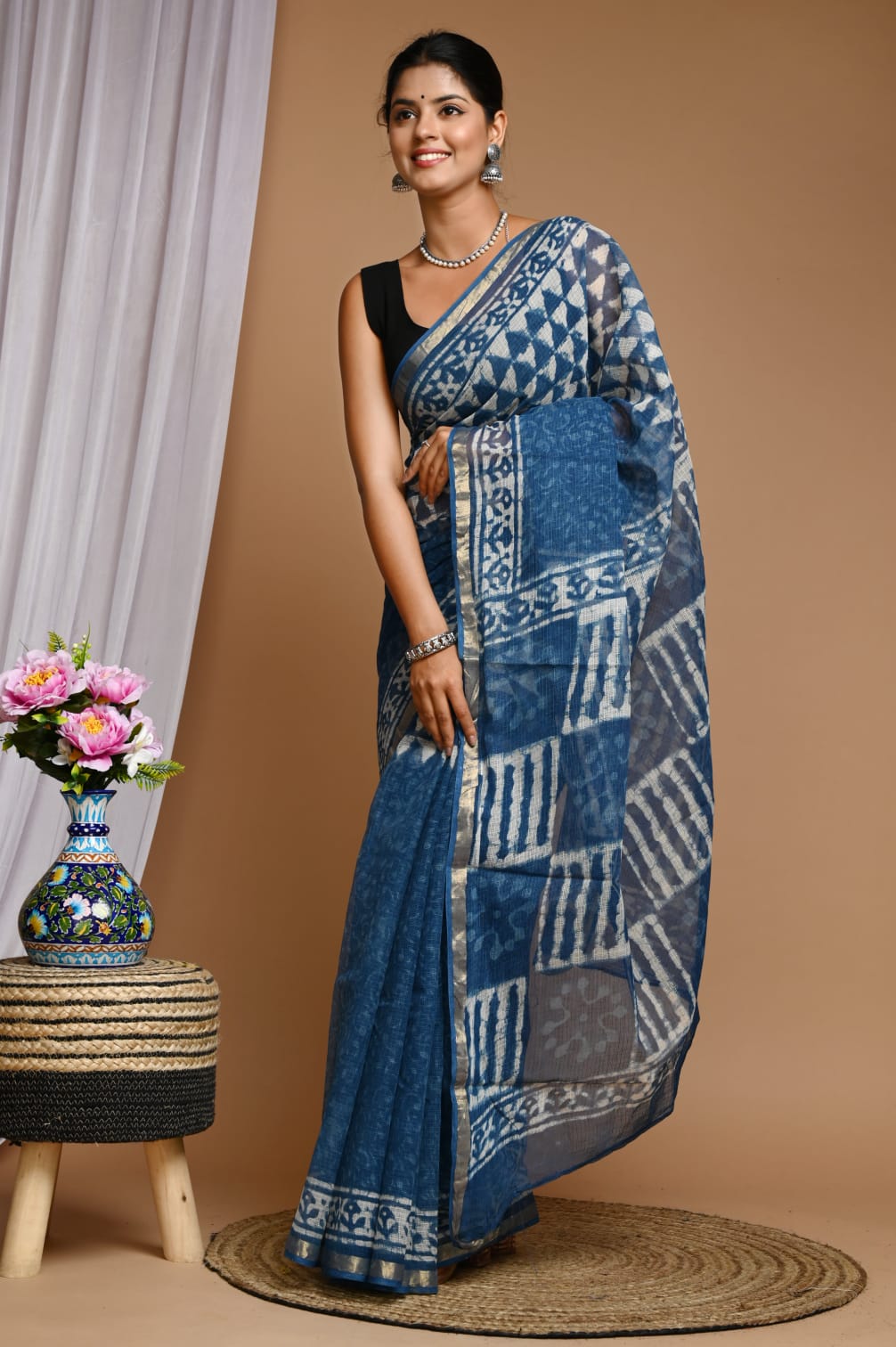 HANBLOCK PRINTED KOTA DORIYA SAREE