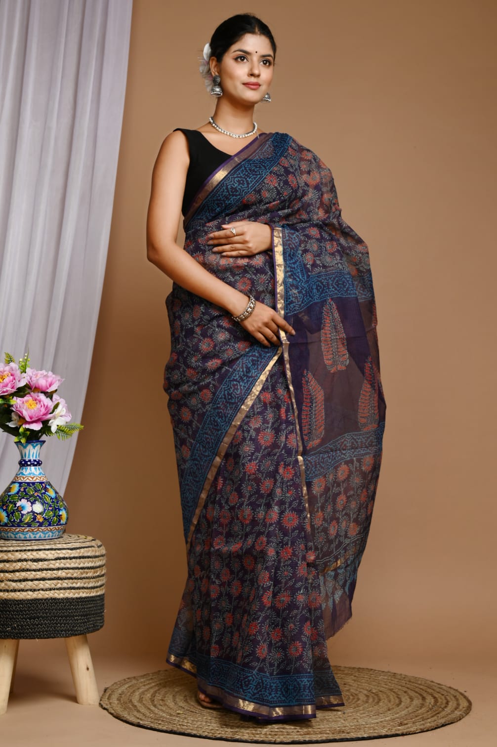 HANBLOCK PRINTED KOTA DORIYA SAREE