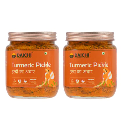 Daichi - Turmeric Pickle (500gm) | Crafted with love by women artisans | Sun cured | Cold-pressed mustard oil | In-house spices | No Preservatives Pack of 2