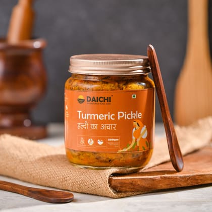 Daichi - Turmeric Pickle (500gm) | Crafted with love by women artisans | Sun cured | Cold-pressed mustard oil | In-house spices | No Preservatives Pack of 4