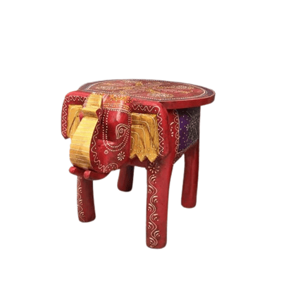 Shri Karni Handicrafts Wood Decorative Rajastani Hand Painted Elephant Stool Home Decorative Items in Living Room, Bedroom | Showpiece Gifts