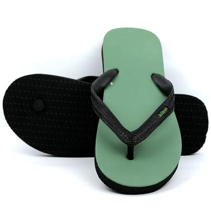 Olive Green & Black Natural Rubber Flip-Flops Slippers (Men)