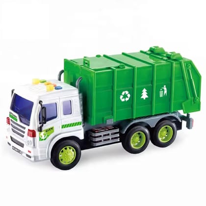 KTRS ENTERPRISE plastic 1:16 inertial kids garbage truck toys friction powered green city garbage cleaning truck toy for kids