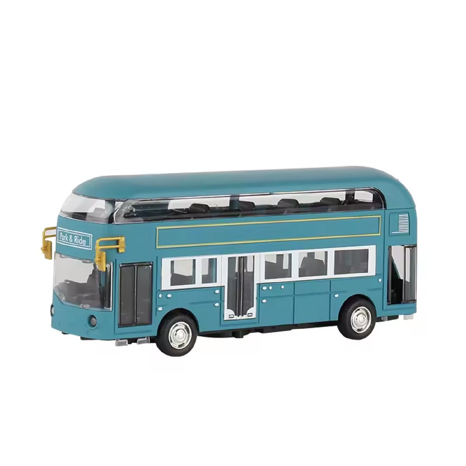 KTRS ENTERPRISE Cartoon Bus Model Toy for Kids Pull Back Alloy Double-decker Bus Series Toy with Light and Music