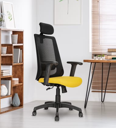 TEAL® | Blaze HB | Premium Office Chair | 2 Years Warranty | Smart Tilt Lock Mechanism | Ergonomic Chair for Home & Office | High Back (Black,Yellow)