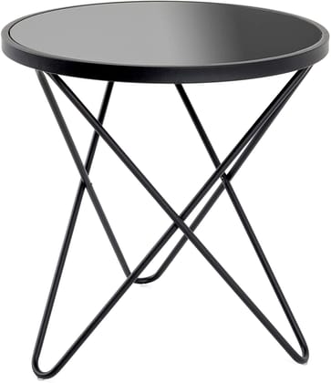 Black Metal Wooden Side Table, Small Round Coffee end Bedside