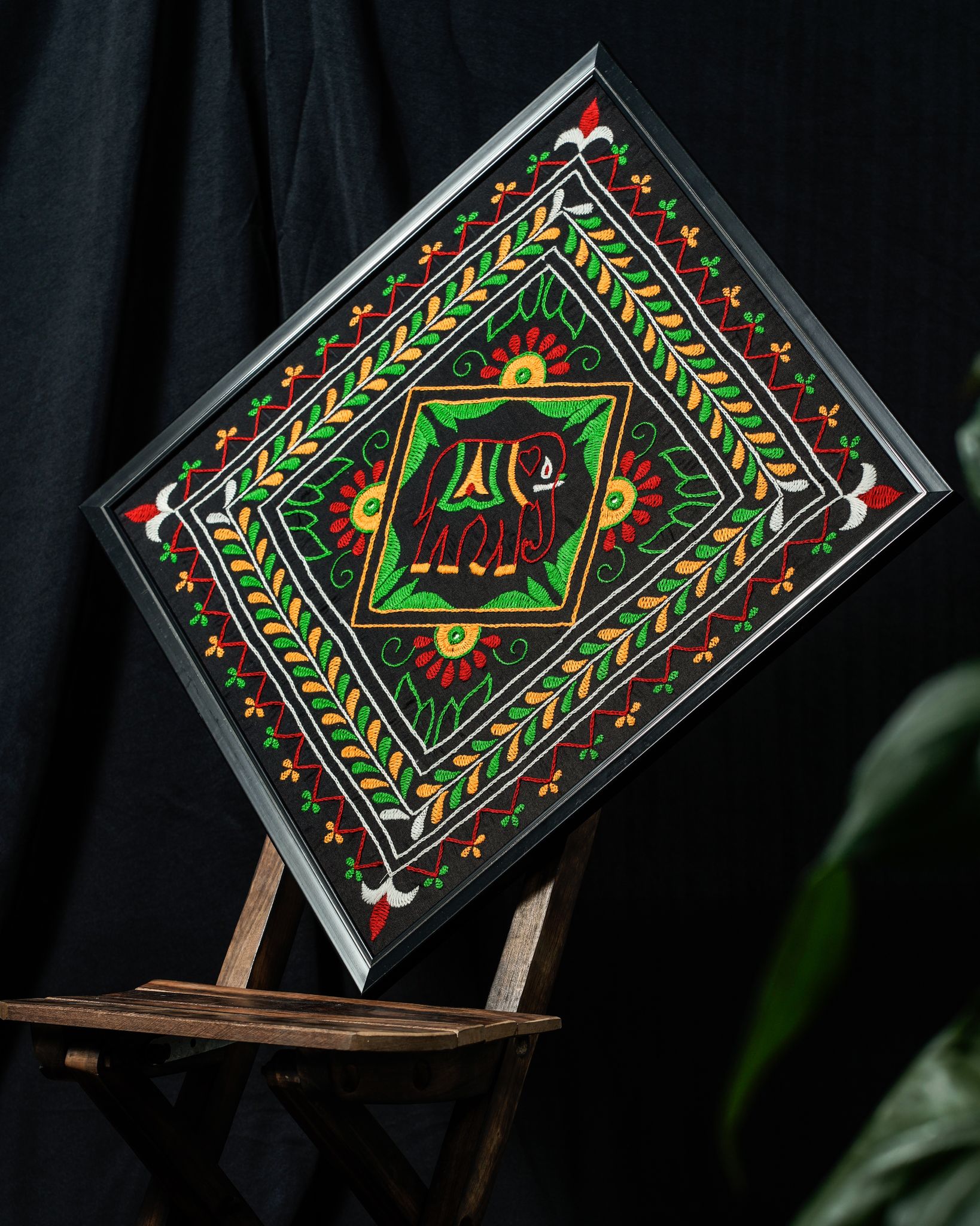 Traditional Hand Embroidered Chakda wall Hanging