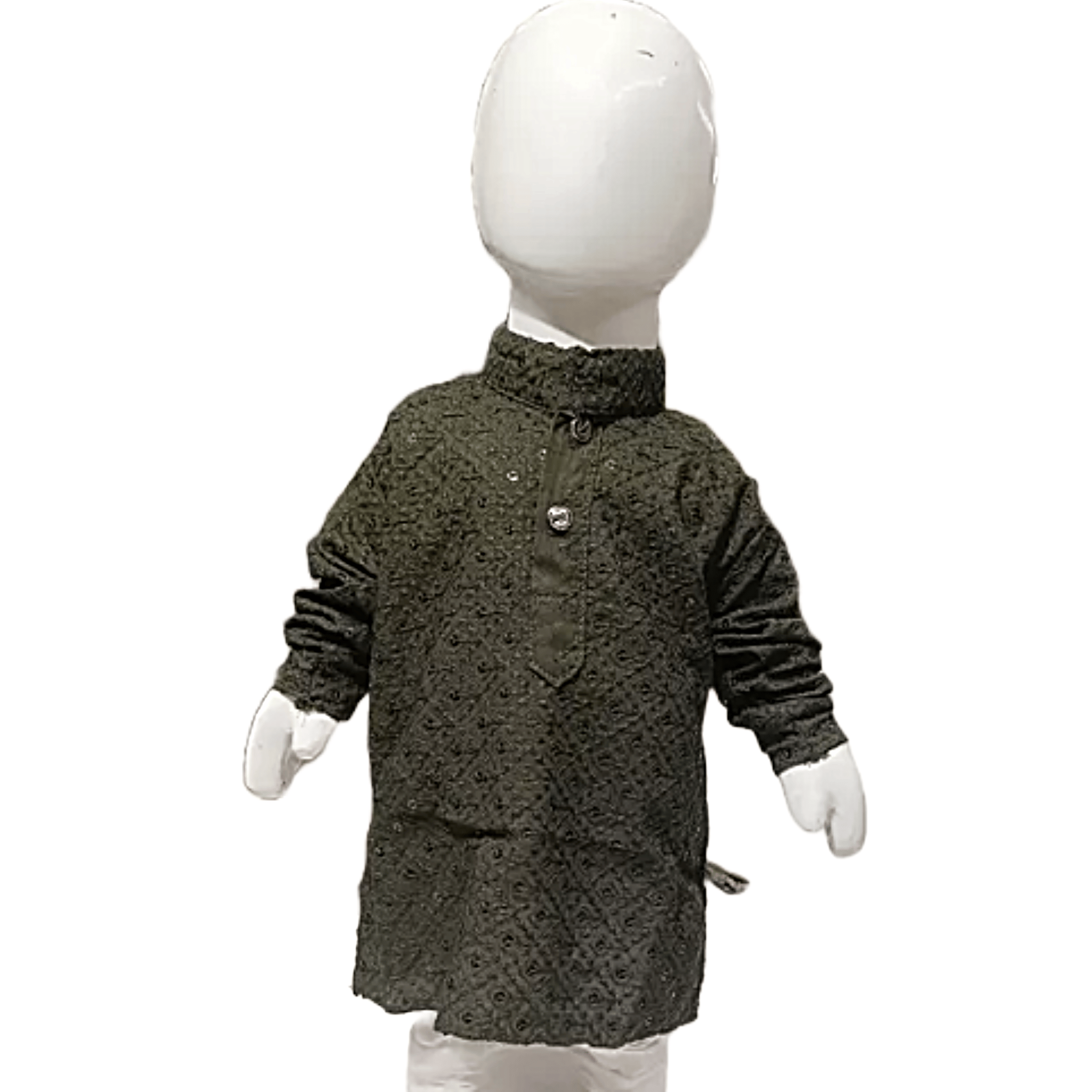 Dark Olive and White | Lukhnowi Chikankari | Kurta With Pyjama Set