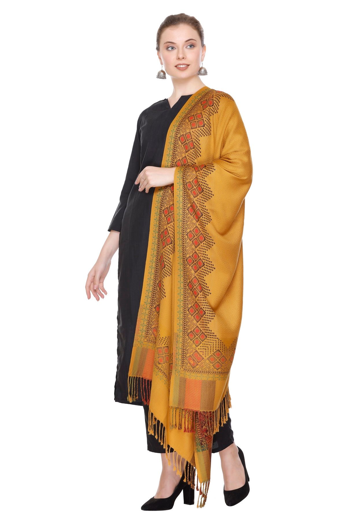 KTI Acrylic/Viscose Stoles for women with a Wool Blend for Winter, measuring 28 x 80 inches Made In India.