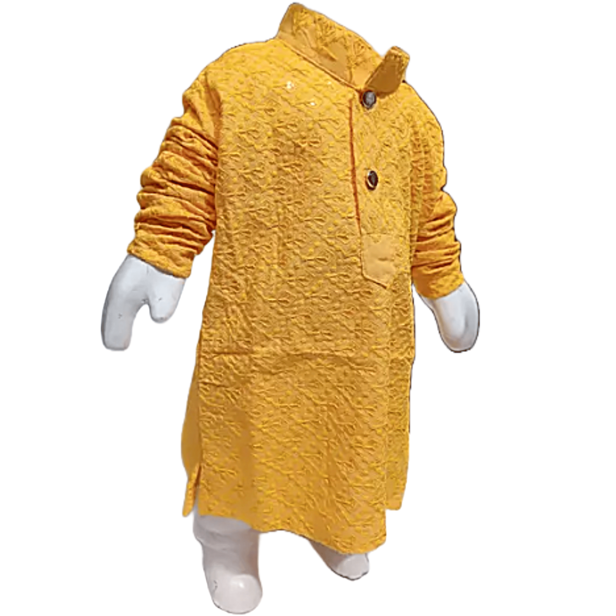 Mustard Yellow and White | Lukhnowi Chikankari | Kurta With Pyjama Set for Boys -6-12 Month