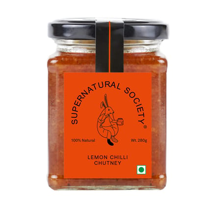 Supernatural Society - Tangy Lemon Chili Chutney 280g | Made with Fresh Lemons & a Mix of Tasty Spices | Easy to Use, Perfect for Sandwiches and Cheese Platter