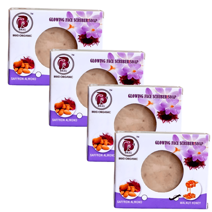 BRIG Walnut Honey Scrub Soap (4X100gm.) | Pure Bathing Natural | Milk Glycerin | Moisturization | Men Women Brightening | Face, Body | Combo Set | Suitable For All Skin