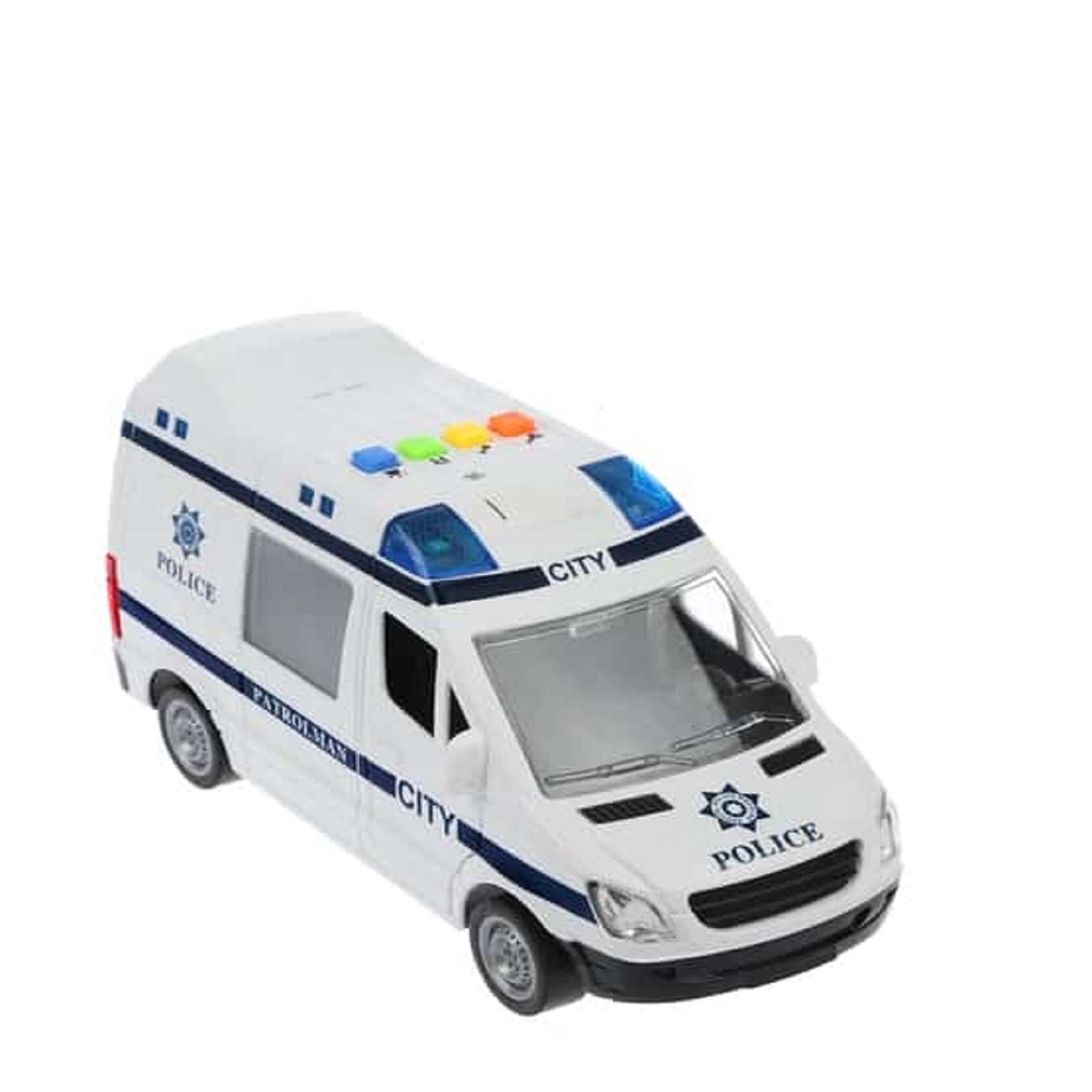 KTRS ENTERPRISE police Van Light & Siren Sound Effects - Friction Powered Wheels LED Lights