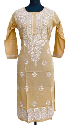 Cotton  | Chikankari Embroidery | Design Type Gala Booti work |  Light Brown | Kurta