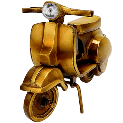 Vintage Scooter Brass Figurine | Brass Sculpture Art | Statue for Showpiece | Classic Antique Finish | Vintage Scooter for Home Decor | Decoration for Office Counter