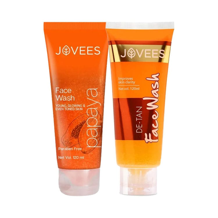 Jovees Herbal Papaya Facewash For Glowing And Brightening Skin  (120ml) + Jovees Herbal De-Tan Face Wash For Tan Removal (120ml) Pack of 2