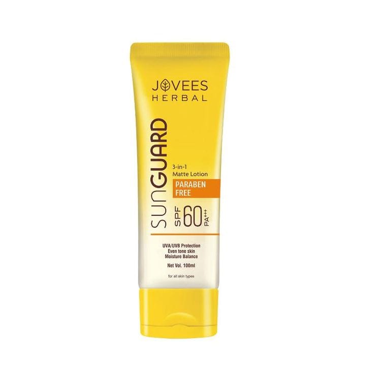 Jovees Herbal Sun Guard Lotion SPF 60 Broad Spectrum, 3 in 1 Matte Lotion, UVA/UVB Protection (100ml)