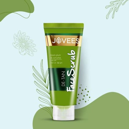 Jovees Herbal Detan Face Scrub With Turmeric & Black Plum Remove Dead Skin & Tanning (100g)