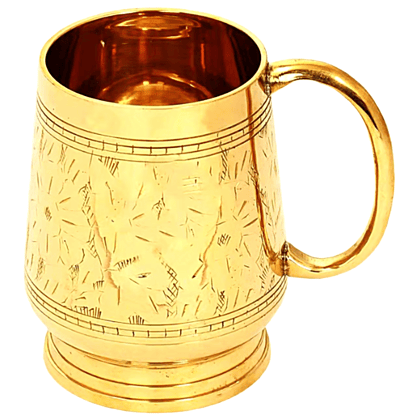 R D International | Beverage Mug | Brass Hand Craft Carving |  Brass Glass Glass With Handle | Brass Jug | Brass Glass