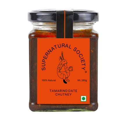 Supernatural Society - Tamarind Date Chutney 280g | Imli Khajoor Ki Khatti Meethi Chatpati Chutney | Tangy-Sweet Delight | Jain-Friendly, Naturally Flavorful, No Artificial Additives