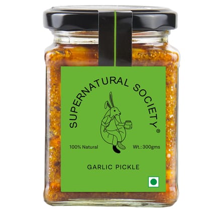 Supernatural Society - Garlic Pickle 300gm | Homemade Lahsun Achar | Traditional Tangy and Spicy Taste | Export Quality