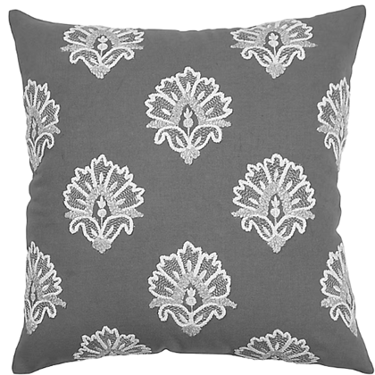 Grey Cotton Chikankari Embroidered Square Cushion Cover (Set of 5 )