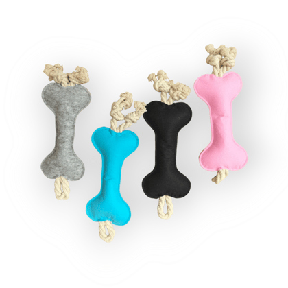 Casper's Interactive Bone-Shaped Felt Toy With Rope - Small Set of 4 Assorted Colors For Puppies: Keep Your Pooch Playful and Pleased!