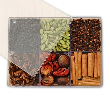 Kerala Spices Masala Box For Kitchen Exotic Spice Box Container 6 in 1 Masala Dabba Gift Hamper