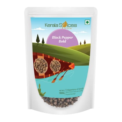 Kerala Spices Natural Bold Black Pepper 100 gm Kali Mirch Whole Spices Preservatives Free Bold Peppercorns