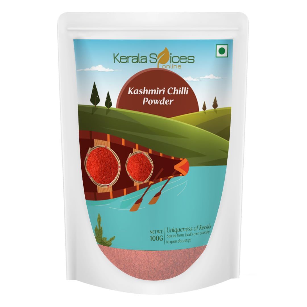 Kerala Spices 100% Natural Kashmiri Lal Mirch Powder 100 gm Artificial Colors and Preservatives Free Ready to Cook Chili Powder