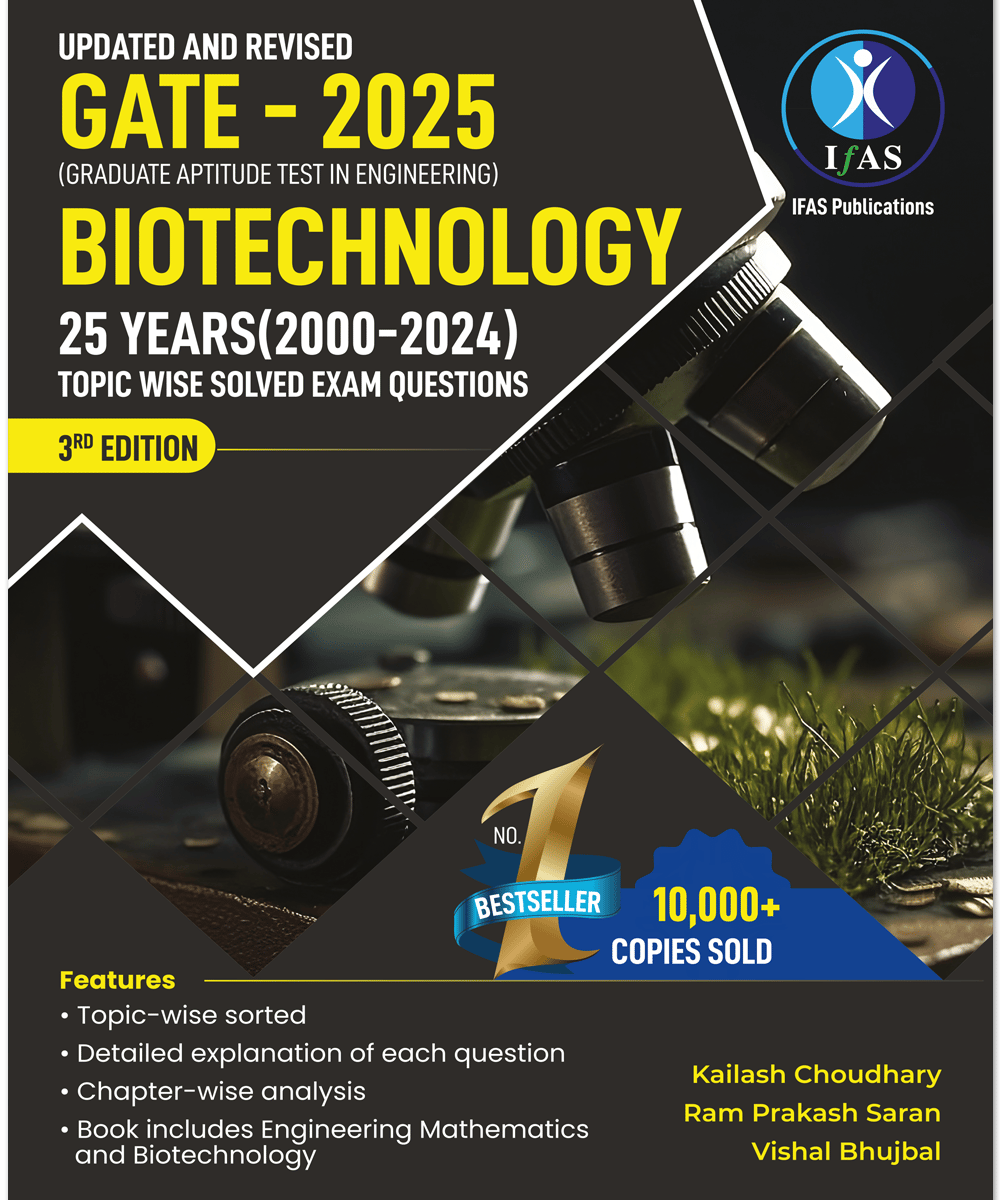 GATE Biotechnology Book 2025 - Topicwise Solved Previous Year Questions (25 years) - Best Study material for GATE BT Exam