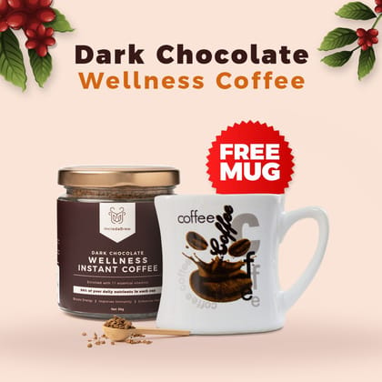 Dark Chocolate Wellness Instant coffee - 50 gm Jar + Free Mug