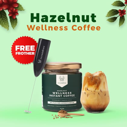 Hazelnut Wellness Instant Coffee - 50 gms Jars and Frother