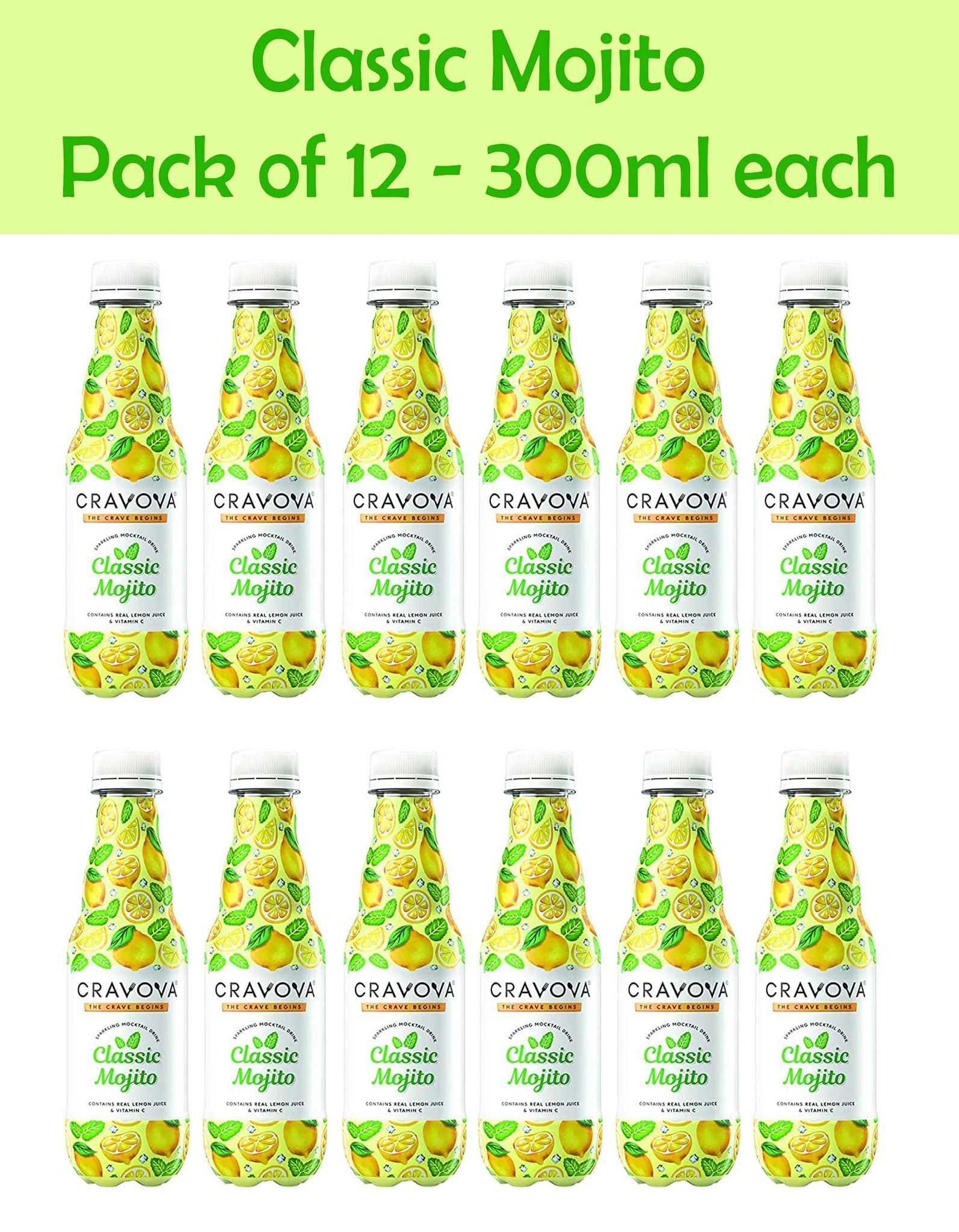 CRAVOVA - THE CRAVE BEGINS Classic Mojito Mocktails 300ml (Pack of 12)