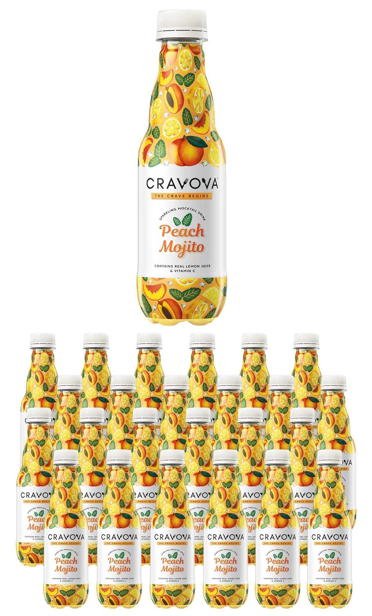 CRAVOVA - THE CRAVE BEGINS Peach Mojito Mocktails 300ml (Pack of 24)