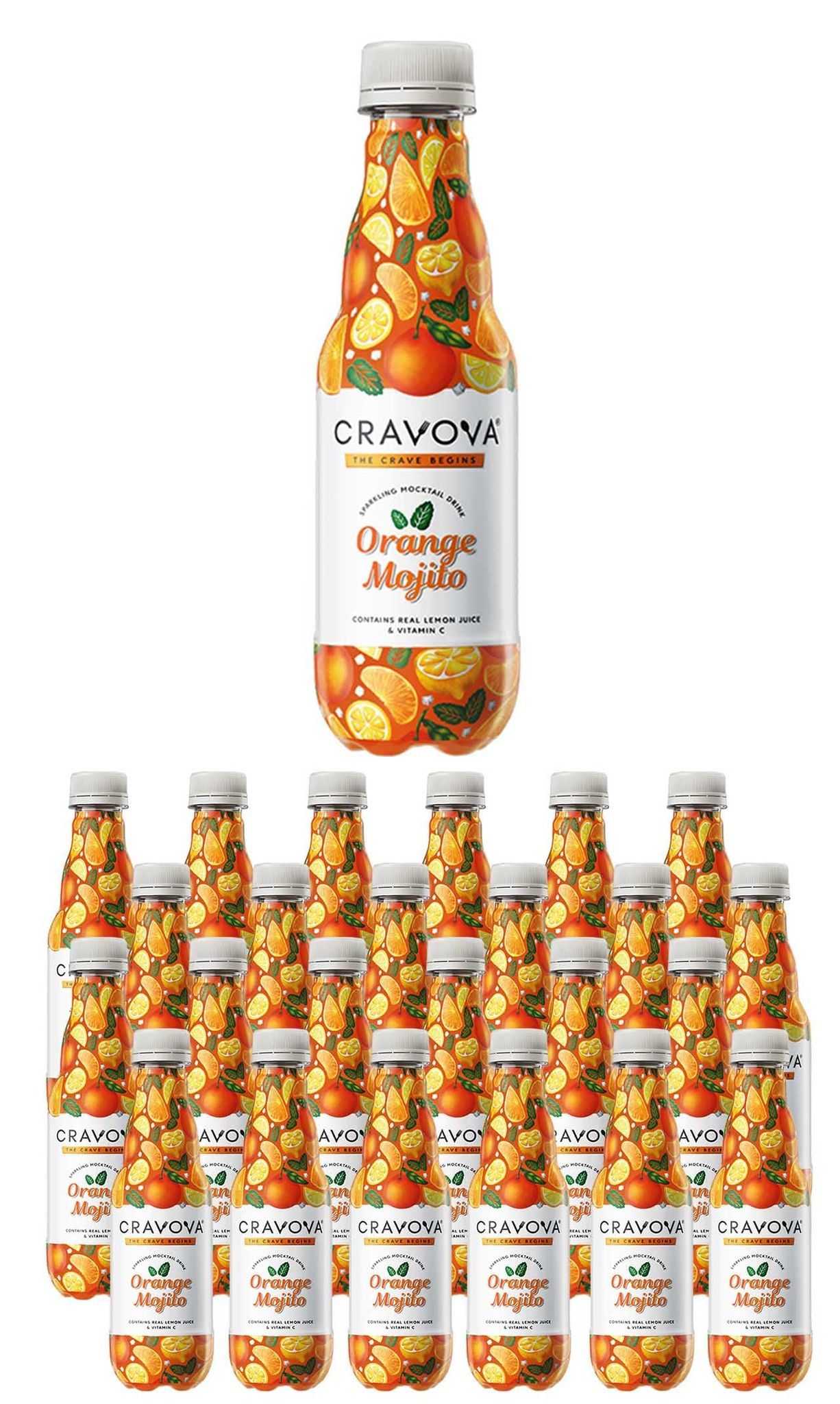 CRAVOVA - THE CRAVE BEGINS Orange Mojito Mocktails 300ml (Pack of 24)