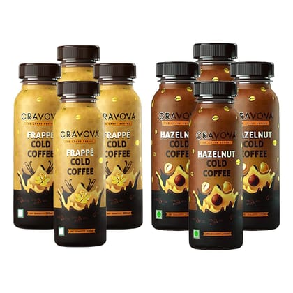 Cravova Frappe Cold Coffee (Pack of 4), Hazelnut Cold Coffee (Pack of 4) |200ml Each | Assorted pack | Combo of 8