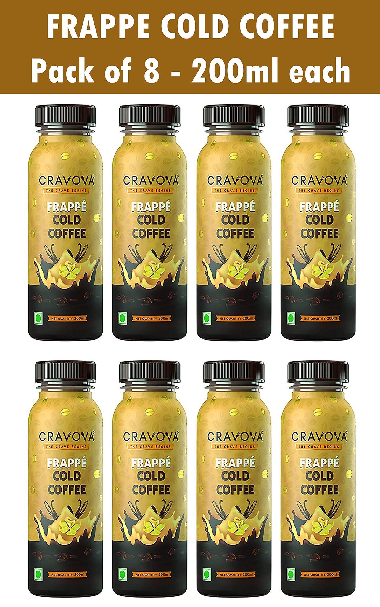 CRAVOVA - THE CRAVE BEGINS Frappe Cold Coffee 200 ml (Pack of 8)