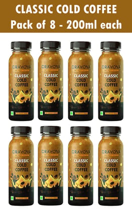 CRAVOVA - THE CRAVE BEGINS Classic Cold Coffee 200 ml (Pack of 8)