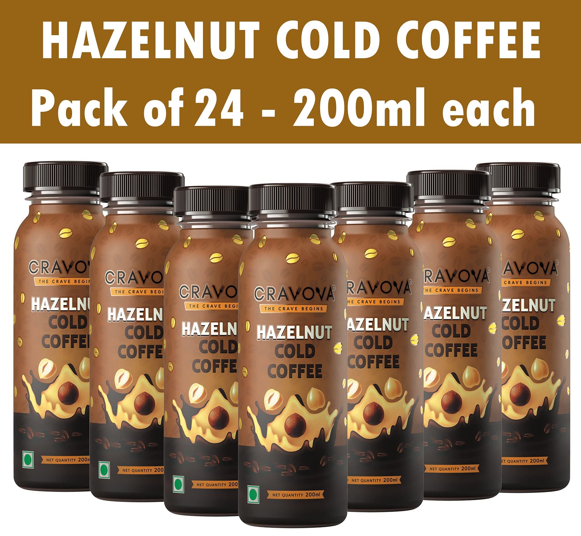 CRAVOVA - THE CRAVE BEGINS Hazelnut Cold Coffee 200 ml (Pack of 24)