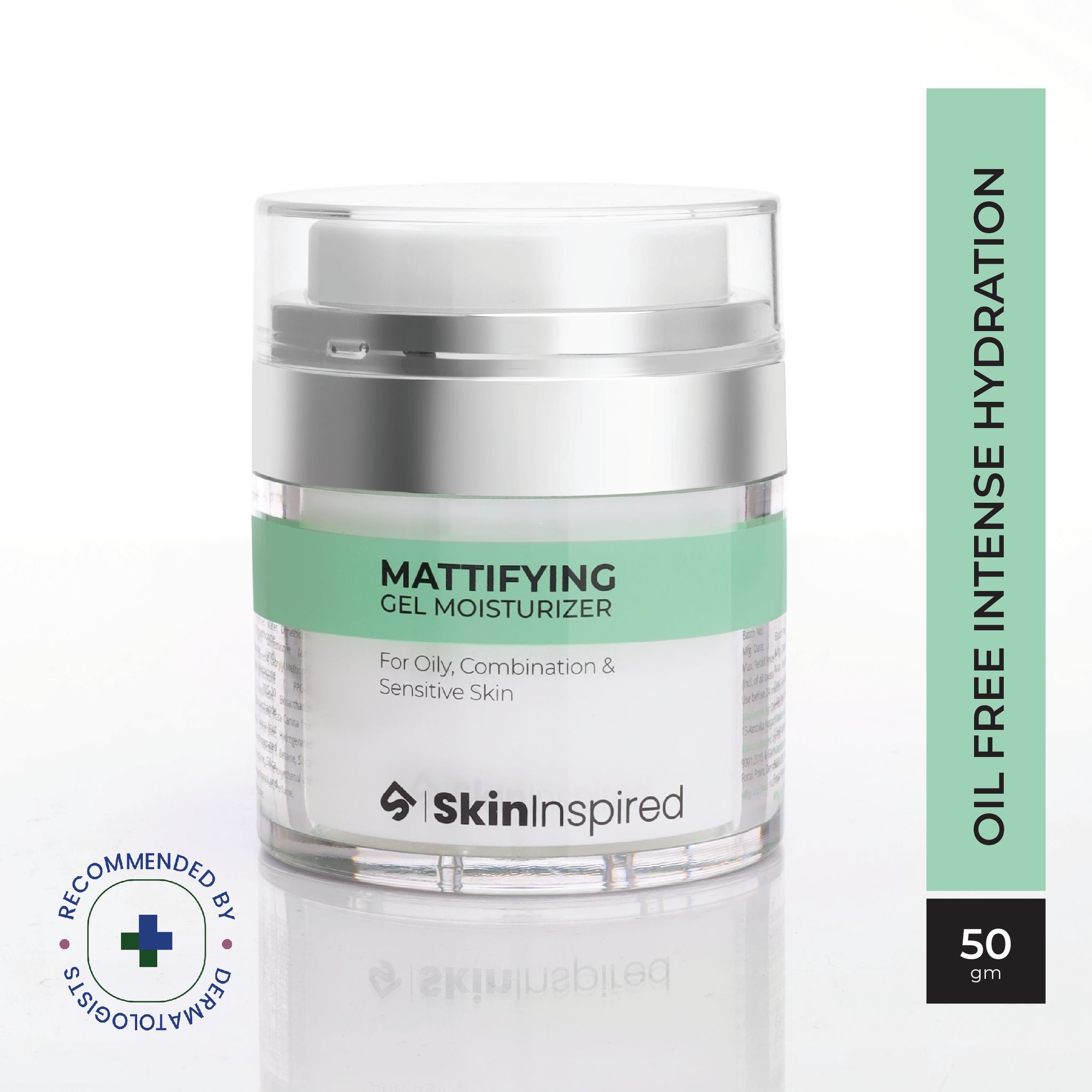 SkinInspired Mattifying Gel Moisturizer for Oily, Combination and Sensitive Skin/Skin Hydrating Light Gel Moisturiser For Men & Women/Oil Free Face Gel Moisturiser/Face Cream (50g)