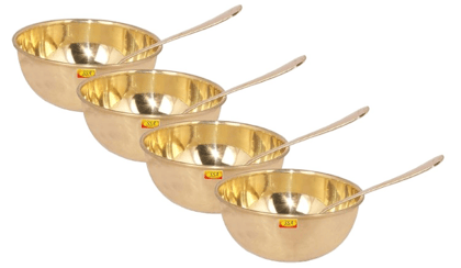 Pure Brass Pyala Bowl/Pooja Bowl/Katori, Serving Bowl with Spoon Set -