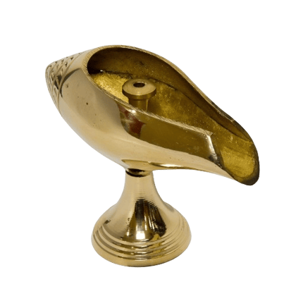 Pure Brass Shank Design Table Diya, 3 inches , Brass, Pack of 1 pc