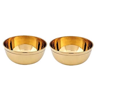 Golden Brass Round Puja Katori 35ml Pack of 2