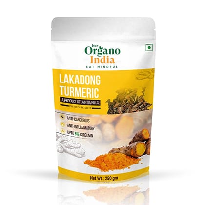 Organo India Lakadong Turmeric Powder (Pack of 2) (250GM) | High Curcumin Lakadong Turmeric powder upto 8% | Naturally Sourced from jaintia Hills farmers | Immunity and Healing