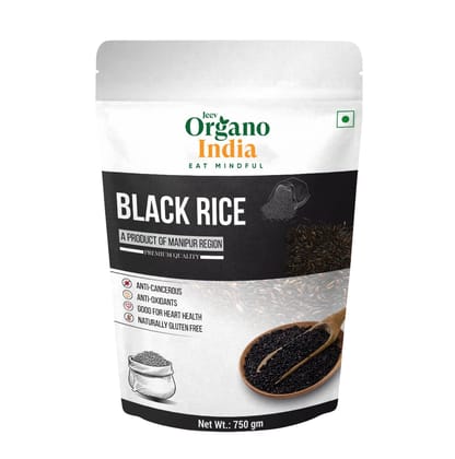 Organo India Black Rice (750GM)| Manipur Chak-hao | Aromatic Black Rice |Manipur Authentic Black Rice